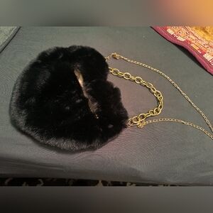 Heart shaped faux fur purse